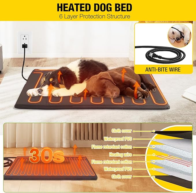 Aivituvin Heated Dog House Outdoor 59" Extra Large Insulated Dog Kennel with Heating Pad Keep Warm in Winter Dog Cage for Small & Medium & Large Dogs,All-Around Strong Iron Frame