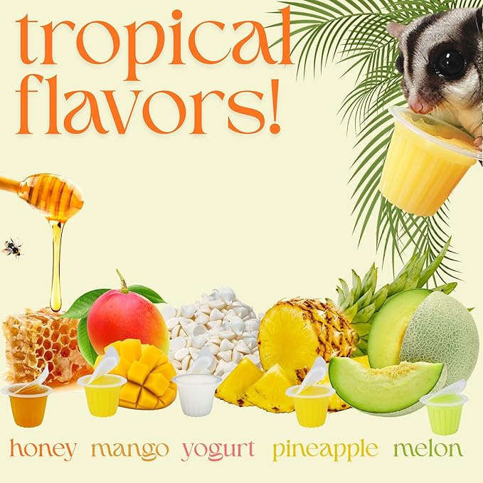 Nectar Pods (Variety 4 Pack) - Calcium-Fortified Jelly Fruit Treat - Sugar Gliders, Marmosets, Squirrels, Parrots, Cockatiels, Parakeets, Birds, Hamsters, Day Geckos, Kinkajous & Other Small Pets