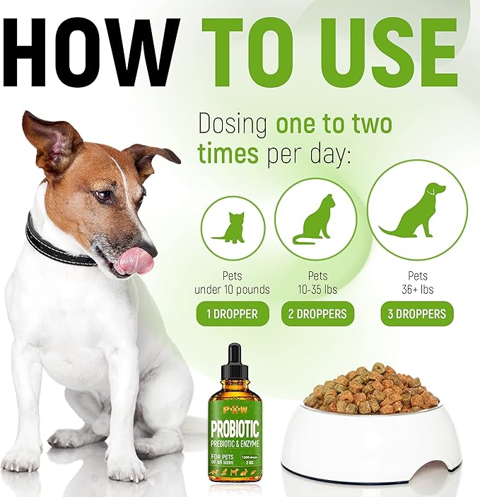 Liquid Probiotics for Dogs & Cats of All Ages | Dog Probiotics to Provide Digestion Balance | Prebiotic Blend for Harmonious Food Absorption | 3 Billion CFU | Herbal Flavor | 2 Oz