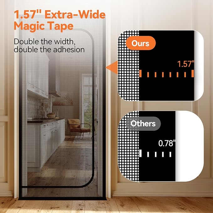 BFNN Cat Screen Door, Extra Tall Cat-Proof Mesh Gate, Fit Door Size 30'' x 80.5'', Anti Scratch Mesh with Zipper Closure, for Living Room, Kitchen, Bedroom (Black)