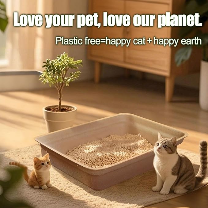 Disposable Litter Boxes for Cats Large: 6-Pack Leak-Proof Sustainable for Indoor/Travel Use Standalone or as Liner 17.5'' x 13.5''