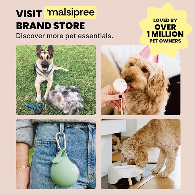 MalsiPree Dog Water Bottle - 19 oz, Navy Blue - One-Hand Leak-Proof Hydration & Pet Water Dispenser - Built-in Travel Bowl & Travel Pet Bowl - BPA-Free for Dog Camping