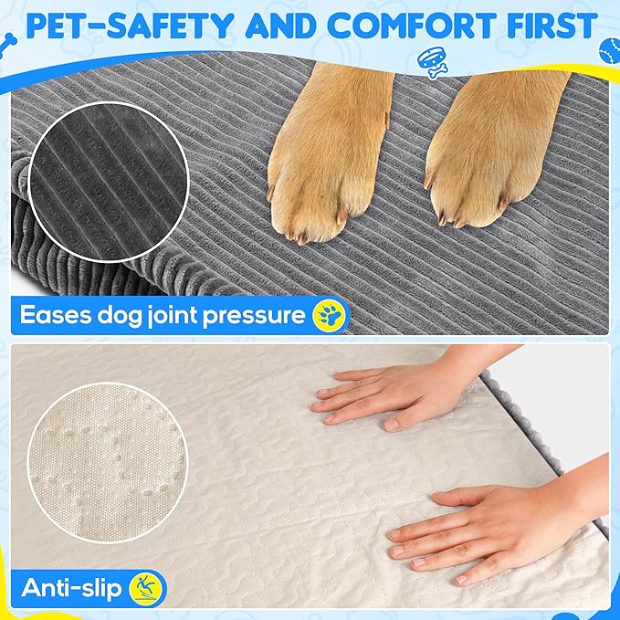 Loiion Thickened 4 in Orthopedic Dog Car Bed, Non-Slip Backseat Pet Mat, Removable Washable for SUVs/Sedans/Trucks, Plush Comfort for Large/Senior Dogs, Easy Clean (Dark Gray, (50" L×24.6" W×4" H))