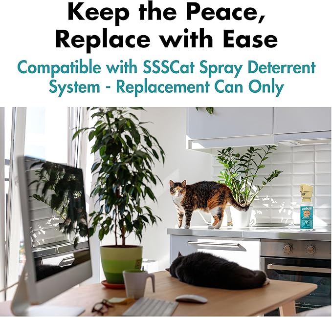 CatOFF Pack of 2 Refill Compatible with SSSCAT Indoor Cat Deterrent Spray System, Made in USA, 3.89 oz / 115 ml