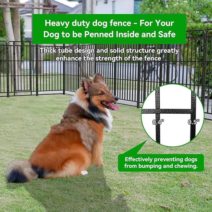 Heavy Duty Dog Playpen: 24 Steel Panels 47" Height, Square Steel Pipe with Reinforced Crossbars, 54FT 227 Sq.ft Portable Fence for Yard RV Camping, Snowy Black