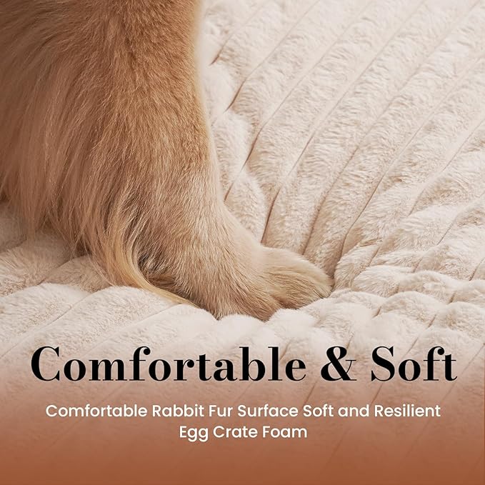Dog Beds for Large Sized Dog, Orthopedic Pet Bed with Waterproof Lining, Soft Short Plush Surface & Egg Crate Foam, Machine Washable Pet Bed with Removable Cover & Anti Slip Bottom