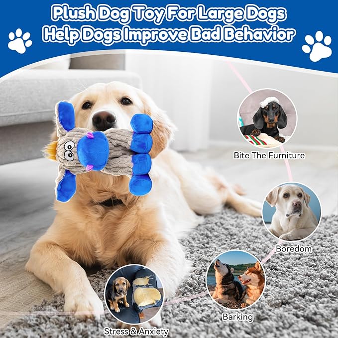Squeaky Dog Toys, Plush Chew Toys for Dogs, Crinkle Interactive Squeaky Stuffed Dog Toy for Small Medium Large Breeds, Dog Toy to Keep Them Busy, Pet Toys for Dogs