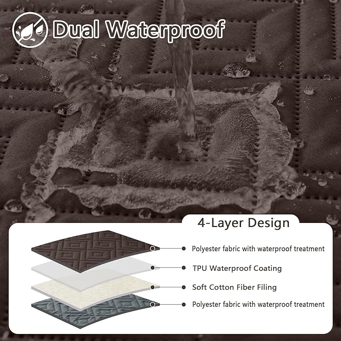 hyha Waterproof Dog Blanket, Soft Pet Bed Blankets, Waterproof Sofa Couch Cover for Dogs Washable, Reversible Pet Couch Covers for Sofa Furniture (30x70 Inch, Chocolate/Dark Grey)