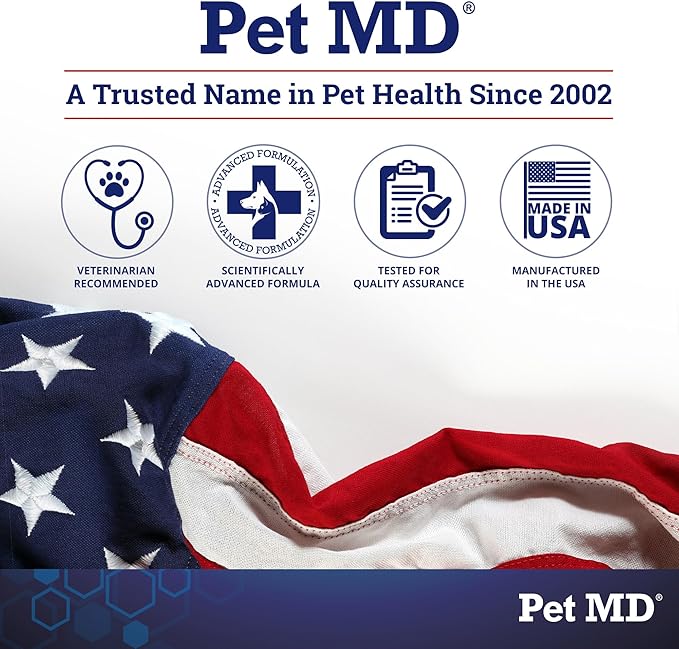 Pet MD Tris Ear Finger Wipes for Dogs & Cats - Multipurpose Cleansing Solution Cat Ear Wipes & Puppy Ear Cleaner - Pet Safe Cleaner to Clean and Remove Debris - 50ct