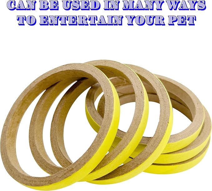 8005 by M&M Pk18 3.5 Inch Skinny Yellow Bird Donut - Pet Safe Compressed Cardboard Rings, Brightly Colored Outside Paper Layer, Great Fun for Pets to Shred with Beaks and feet
