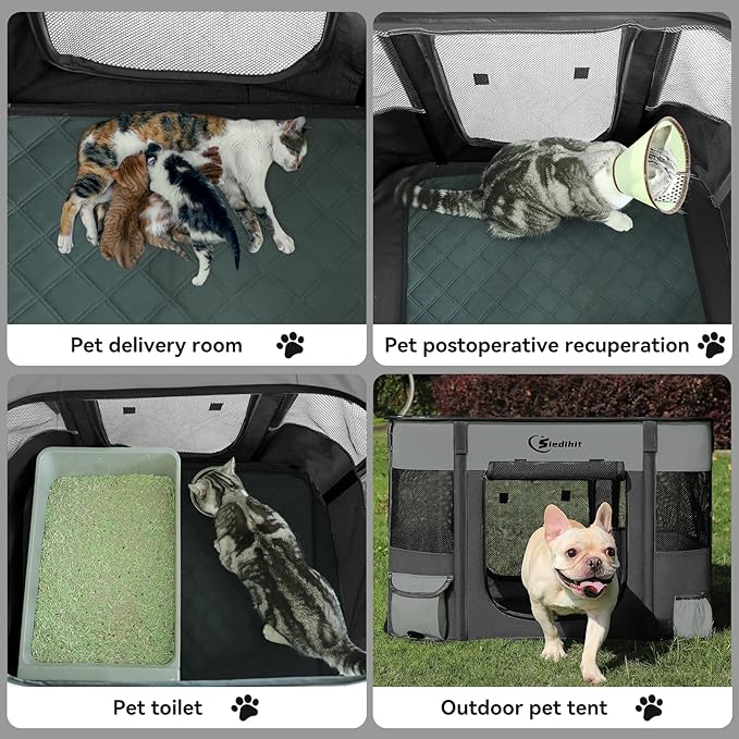 Dog Playpen,Cat Pet Puppy Pen,Portable Playpens for Dogs Indoor Outdoor Travel Camping Use,Foldable Dog Kennel Tent Crate for Rabbit Small Animals with Carrying Case (Dark Grey, Small)