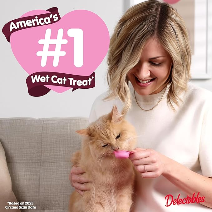 Delectables Lickable Spoon Handheld Wet Cat Treats Made with Wild-Caught Salmon, Quick & Easy Creamy Puree, Mess Free, No Added Preservatives, Salmon 96ct