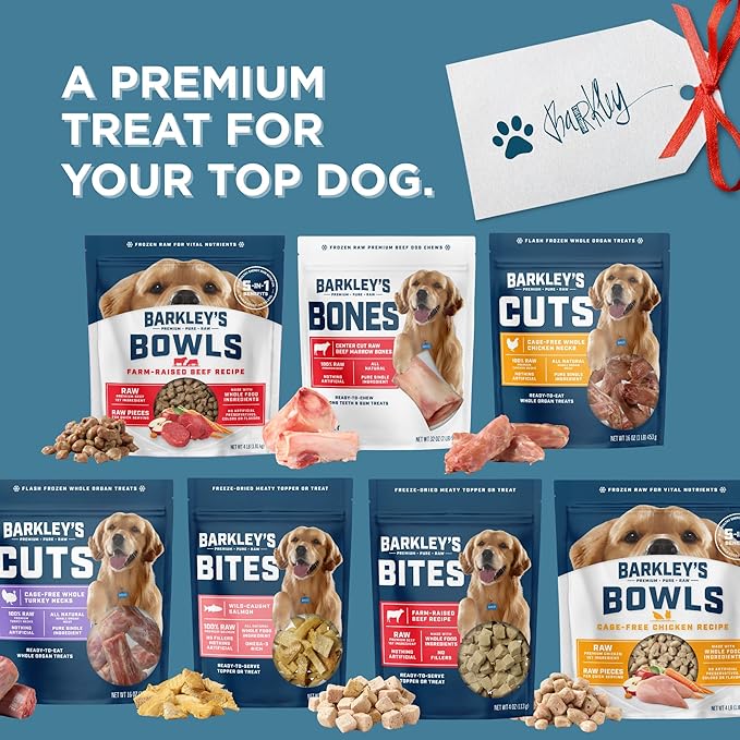 Barkley’s Bag Chicken Bites, Freeze Dried Dog Treats and Food Topper, Protein Packed, Made with Chicken and Brown Rice, Small Bite-Sized Pieces for Training Rewards, American Made Dog Snacks, 4 Oz Bag