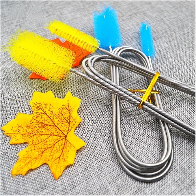 90/155/200CM Aquarium Cleaning Brush for Hose Air Tube Stainless Steel Flexible Double Ended Pipe Brush Fish Tank(White,90cm)