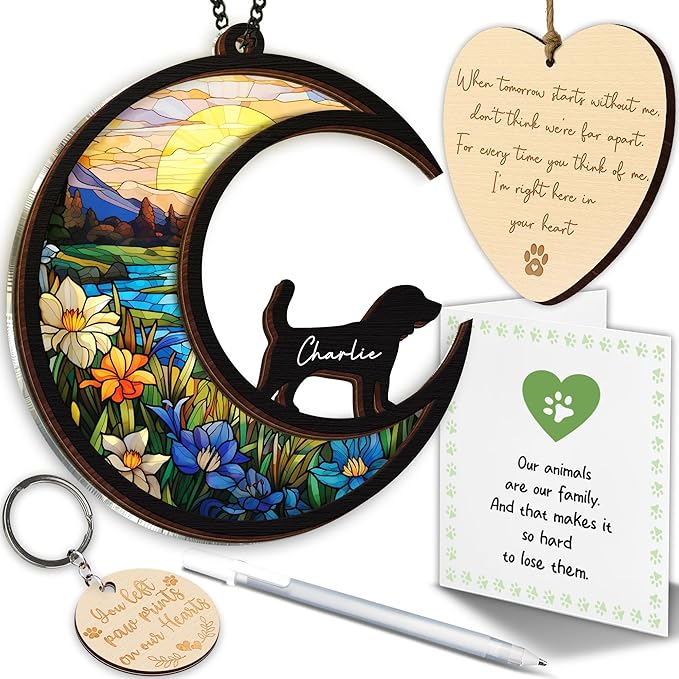 6'' Beagles Memorial Suncatcher, Personalized Name Breed, Pet Ornament Window Car Hanging, Sympathy Gift for Loss of Pet, Passed Away Remembrance Gift for Dog Lovers 46-SS1