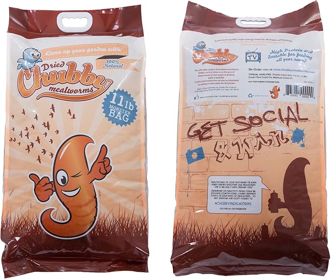 Chubby Dried Mealworms | 55 lbs | High-Protein Non-GMO Treats for Chickens, Ducks, Wild Birds & Backyard Pets