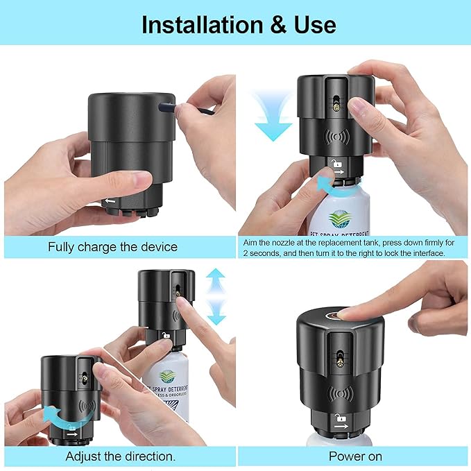 Cat Spray Deterrent System [ 3 Pack] Automatic Cat Deterrent Spray, Motion Activated System for Cats & Dogs Odorless Pet Deterrent, Senses Pets Up to 3 Feet Away, Friendly & Safe Pet Deterrent Spray