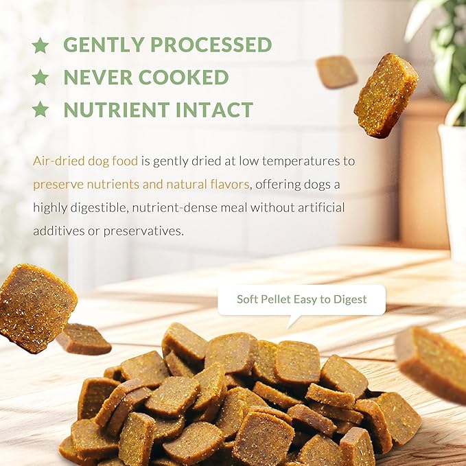 Herz Air-Dried Dog Food, Pup Food for All Life Stages, Ideal for Picky Eaters, Single Pure-Meat, Grain Free, All Natural, High Protein, Limited Ingredients, 2 lb U.S.A Turkey Breast Recipe.