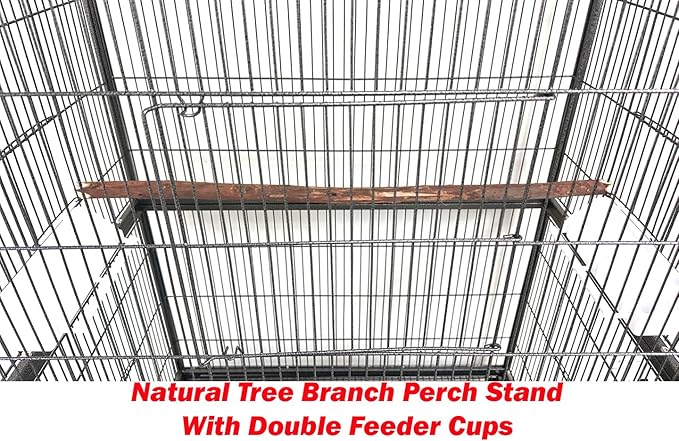 Extra Large Durable Wrought Iron Metal Bird Flight Parrot Breeder Home Cage with Double Large Front Doors Side Pull Up Doors Rolling Stand Storage Shelf Lockable Wheels