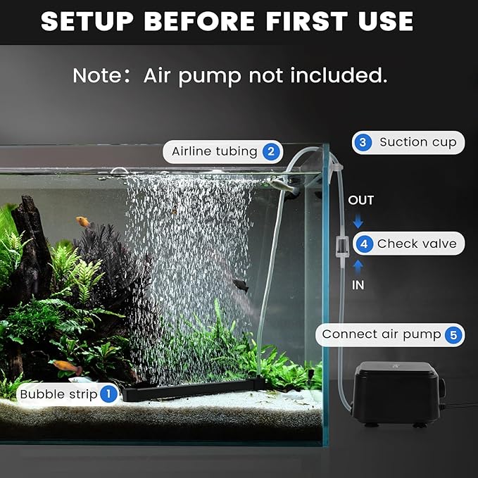 hygger Weighted Nano Mist Bubble Wall Bar, 31.5" Self-Sinking ABS Air Stone Strip with Gentle Oxygen Diffuser for Freshwater & Marine Aquarium, Hydroponics
