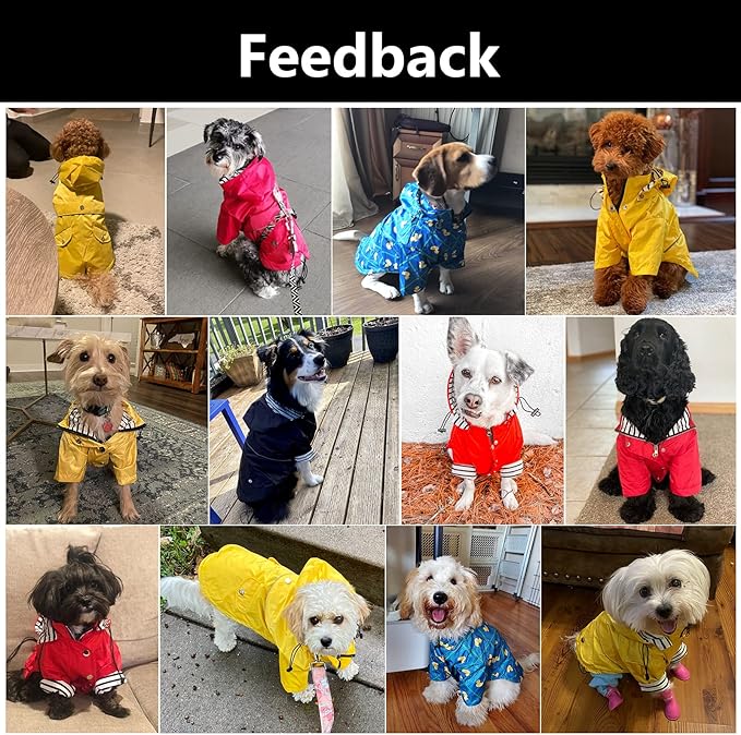 Morezi Dog Zip Up Raincoat with Reflective, Rain/Water Resistant, Adjustable Drawstring, Removable Hood, Raincoats with Legs 8lbs to 80lbs Available - Red - XL