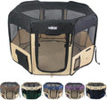 EliteField 2-Door Soft Pet Playpen (2 Year Warranty), Exercise Pen, Multiple Sizes and Colors Available for Dogs, Cats and Other Pets (62" x 62" x 30"H, Black+Beige)