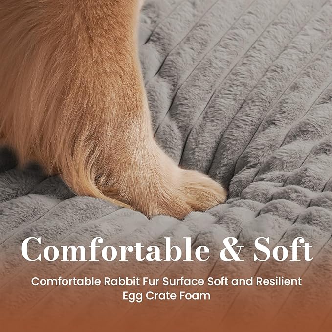 Dog Beds for Extra Large Sized Dog, Orthopedic Pet Bed with Waterproof Lining, Soft Short Plush Surface & Egg Crate Foam, Machine Washable Pet Mat with Removable Cover & Anti Slip Bottom