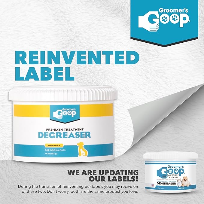 Groomer’s Goop Pre-Bath Pet Degreaser Treatment - Professional Strength Formula Removes Tough Oil & Grime from Dog & Cat Coats, Conditions Skin, Dye-Free - 14 oz Can
