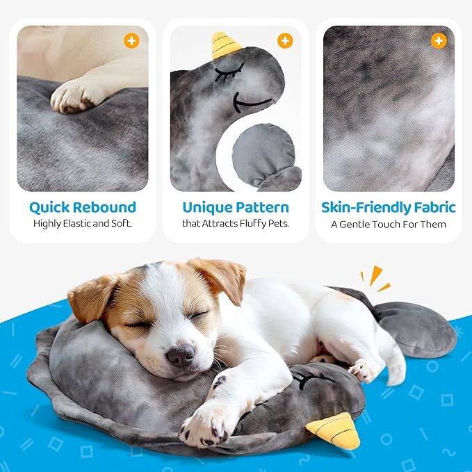 BurgeonNest Small Dog Calming Pillow for Dogs and Cats, Fluffy Soft Colorful Sleep Bolster Cozy Pet Bed Pillow, Great Present for Senior Pup Puppy Kitten, Washable, M