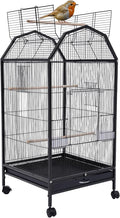 40-Inch Bird Cage, Mobile Parakeet Cage with 5 Doors for Mid & Small-Sized Birds, Cockatiel, Sun Conure, Green Cheek, Senegal, Jardine, Red-rumped, Quaker