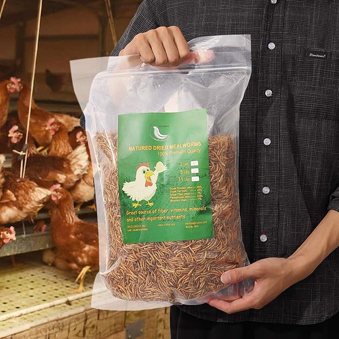 Non-GMO Dried Mealworms 5LB,100% Natural Large Size No Moisture,Treats for Birds Chickens Hedgehog Hamster Fish Reptile Turtles..