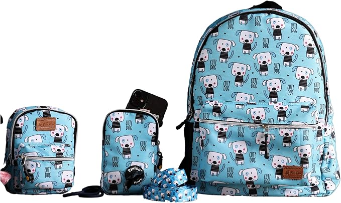 PawLook Dog Backpack to Wear with Chest Harness Self Carrier dogbag with Additional Pocket for Poop Bag Anti Slip Stylish Dog Bag for Your pet Street Smart Serie Pawsup Cute Small