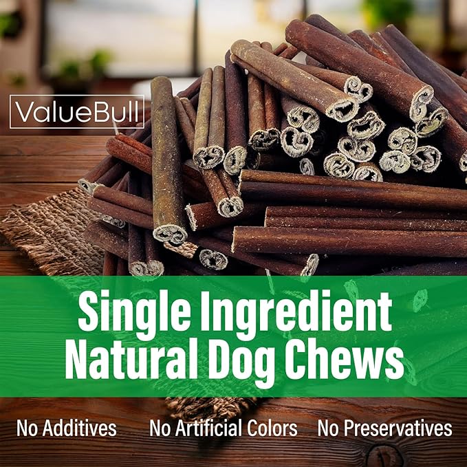 ValueBull Collagen Sticks for Small Dogs, 6 Inch Thin Chews, Natural Dog Treats, 50 Count - Supports Joints, Skin & Coat with Chondroitin & Glucosamine