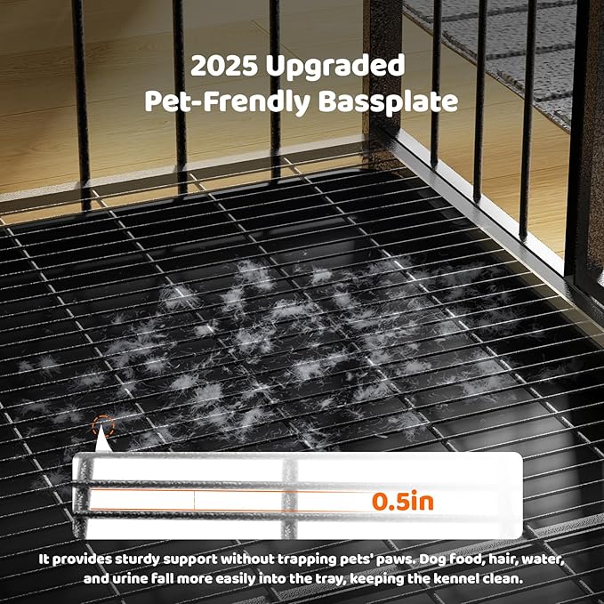 38 Inch Heavy Duty Dog Crate, Indestructible Escape-Proof Dog Kennel for High Anxiety Large Dogs, Strong Metal Pet Cage with Double Doors, Lockable Wheels & Removable Tray, XL XXL XXXL
