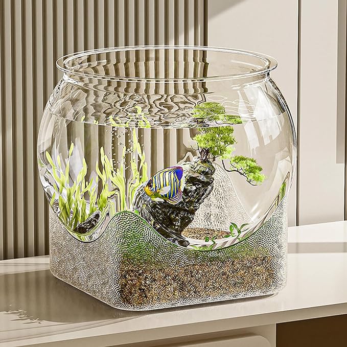 Fish Bowl Vase – Glass Aquarium, Betta Fish Tank, Desktop Bowl | Multifunctional vase for Flowers and Aquatic Pets Like bettas and Turtles | Decorative Centerpiece for Home, Office, Bedroom,