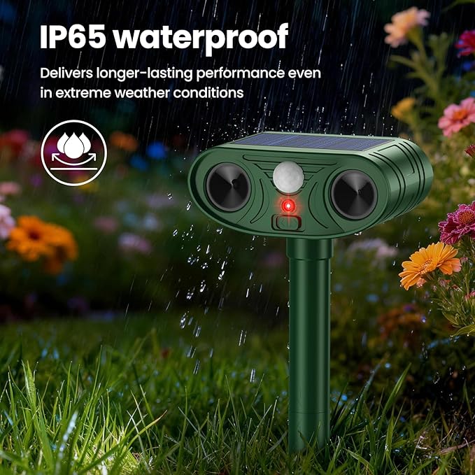 2026 Upgraded Solar Ultrasonic Animal Repellent Outdoor Deer Cat Repellent with Motion Sensor Flash Light,IP65 Waterproof Repeller Keep Rodent Squirrel (4)