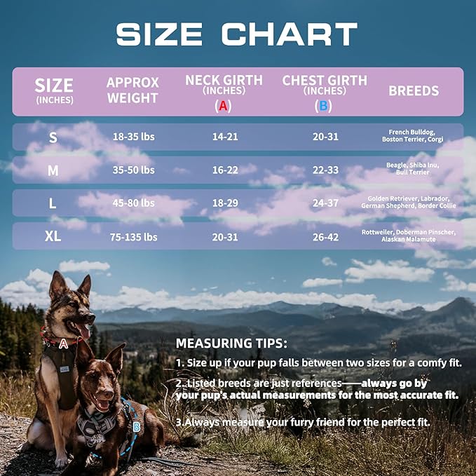 AUROTH Tactical Dog Harness for Large Dogs - Purple, No Pull, Adjustable, Reflective, Molle System for Gear Carrying