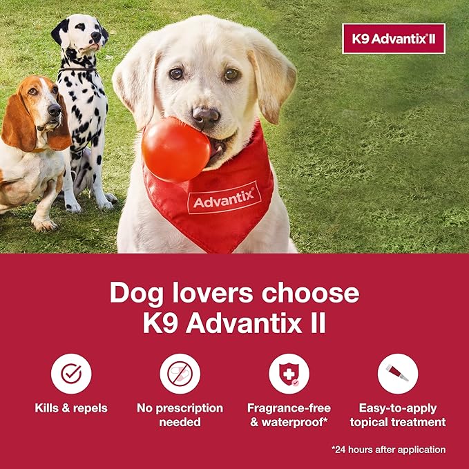 K9 Advantix II Medium Dog Vet-Recommended Flea, Tick & Mosquito Treatment & Prevention | Dogs 11-20 lbs. | 1-Mo Supply (Pack of 3)
