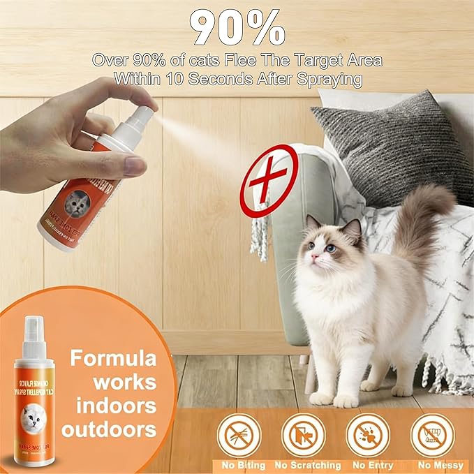 Cat Deterrent Spray Protect Furniture, Sofas, Carpets Cat Repellent Indoor and Outdoor (2pcs)