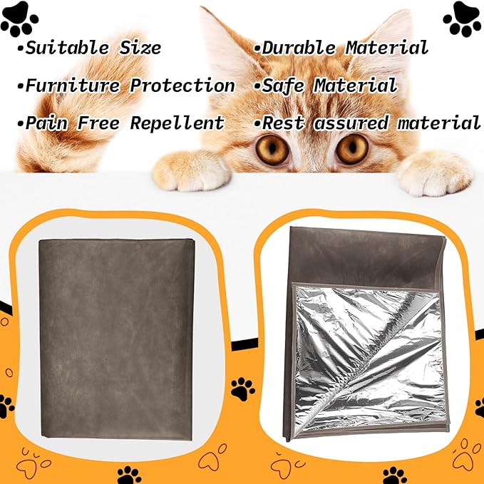 Kigley 2 Pcs Pet Deterrent Mat to Keep Dogs Off Couch, Non-Electric Cat & Dog Deterrent Mat Pain Free Couch Covers to Keep Pets Off Furniture Bed Indoor (72" × 56.3",Coffee)