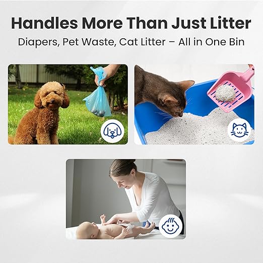 Neakasa PooGuard Litter Disposal Bin, 9.2L Trash Can for Cat Litter, Grey and White Trash Can Bundle