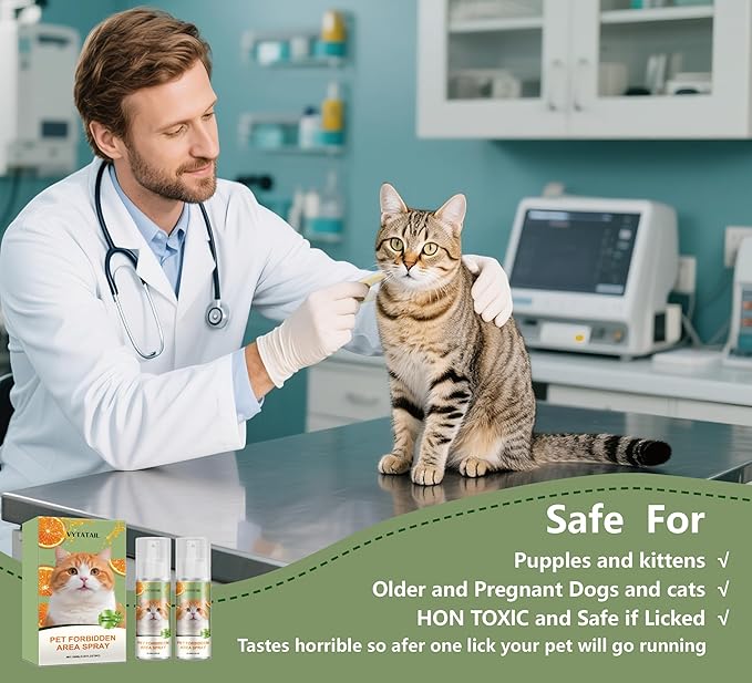 Cat Deterrent Spray - Safe Indoor Formula to Stop Scratching & Urine Marking | Eco-Friendly, Pet-Safe Protection for Furniture, Sofas, Rugs & Curtains | Non-Toxic Training Aid（2 Pack）