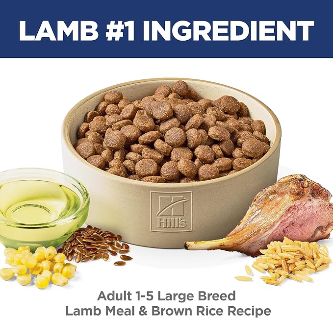 Hill's Science Diet Large Breed Adult Dry Dog Food 1-5, Quality Protein for Joint Support & Lean Muscles, Lamb & Brown Rice Recipe, 33 lb. Bag