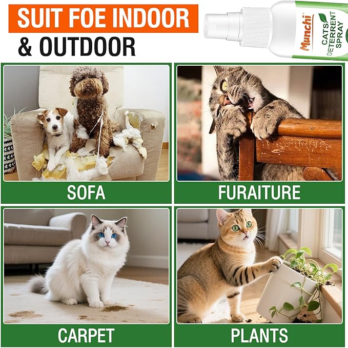 Cat Scratch Deterrent Spray,Natural Cat Repellent Spray for Furniture Indoor & Outdoor, No Scratch Training Aid,Prevent Scratching, Digging & Chewing