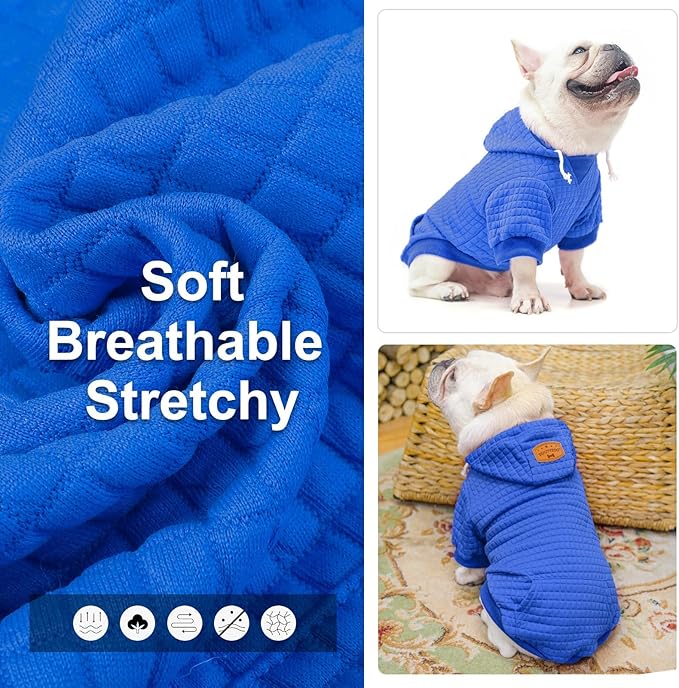 BEAUTYZOO Dog Sweaters for Large Dogs Girls Boys, Warm Winter Dog Hoodie Sweatshirt with Pocket & Leash Hole,Soft Waffle-Like Laminated Cotton Pet Clothes for Big Breeds Indoor Outdoor Cold Weather