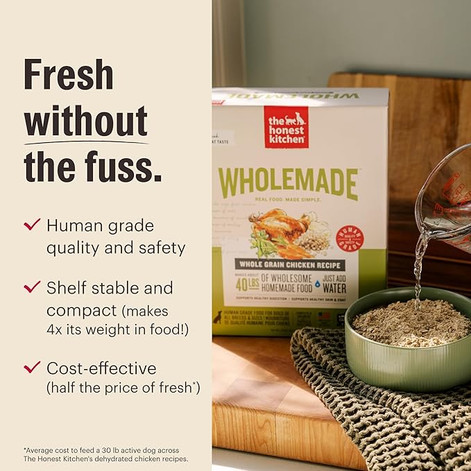 The Honest Kitchen Human Grade Wholemade™ Dehydrated Grain Free Turkey Dog Food, - Complete & Balanced Meal or Topper - 7 lb Box