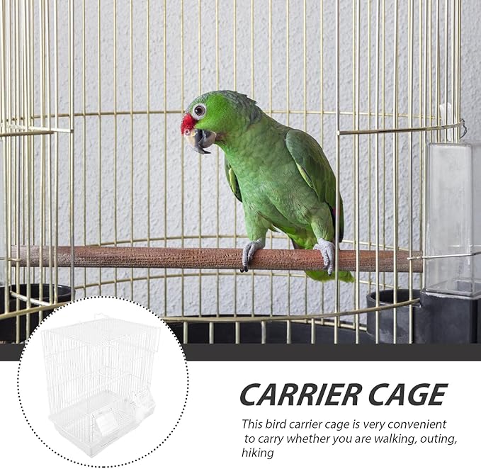 NUOBESTY Portable Metal Bird Carrier Cage for Parrots Conures Travel Use Iron Material Featuring Safety Design Stylish White Finish Suitable for Home and Outdoor Adventures