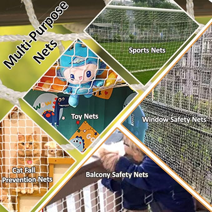 Safety Rope Net Kids Pet Stair Balcony Protection Net Baseball Softball Backstop Nets Outdoor Knotless Sports Netting(Size:3M×6M(9.8FT×19.7FT),Color:White)