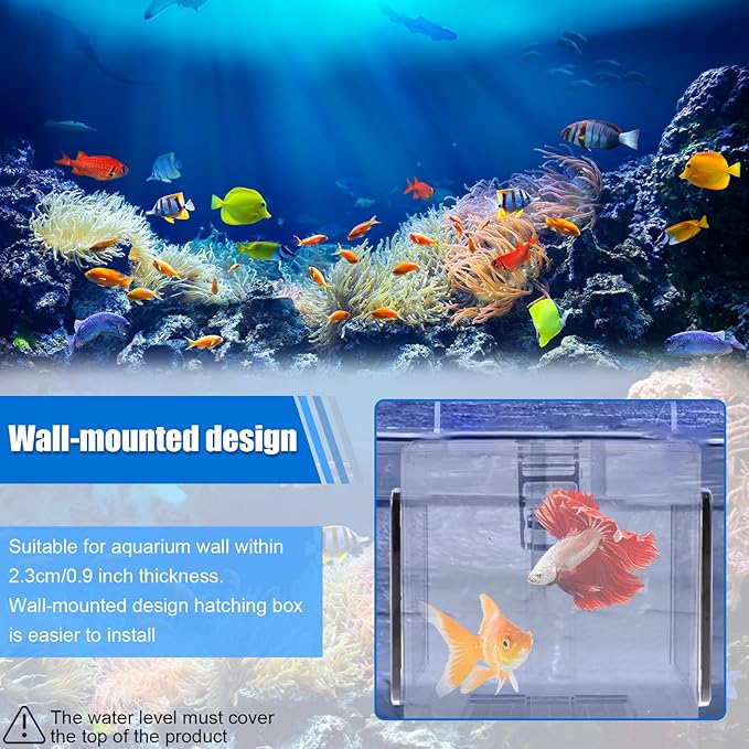 Fish Breeding Box, Acrylic Fish Isolation Box, Clear Fish Isolation Hatchery Tank, Hanging Fish Incubator Box with Detachable Mesh Lid for Baby Fish Newborn Fish Shrimp 15x15x15 cm