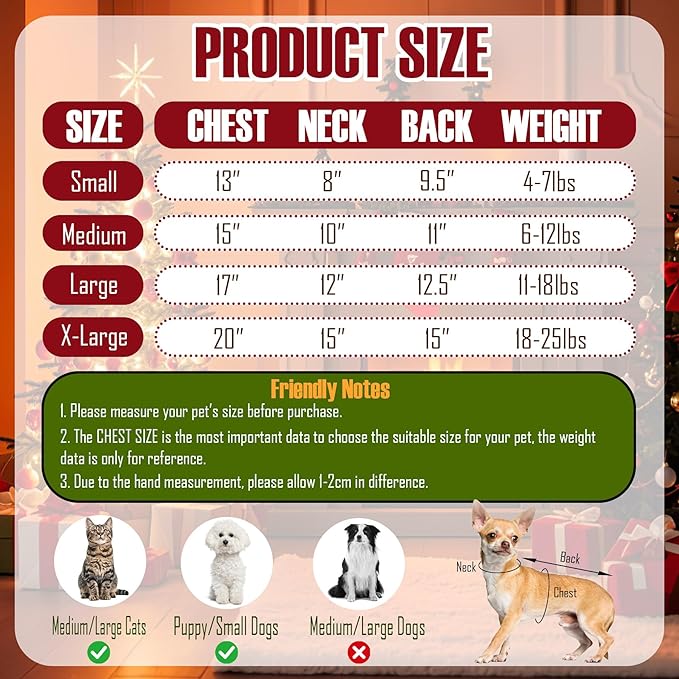 Cat Dog Christmas Dress Outfit Cat Christmas Dress with Santa Hat Costume Holiday Outfit Clothes for Cats Puppy XS Small Dogs (Medium)